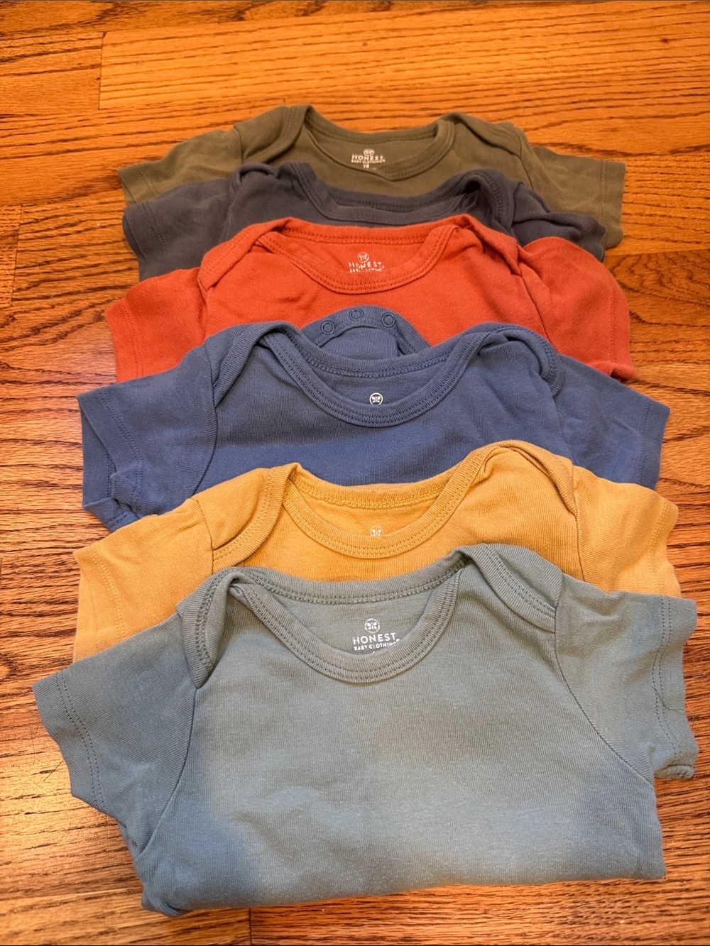 The Honest Company Short-Sleeve Bodysuits - Olive, Rust, Blue, Mustard, Slate